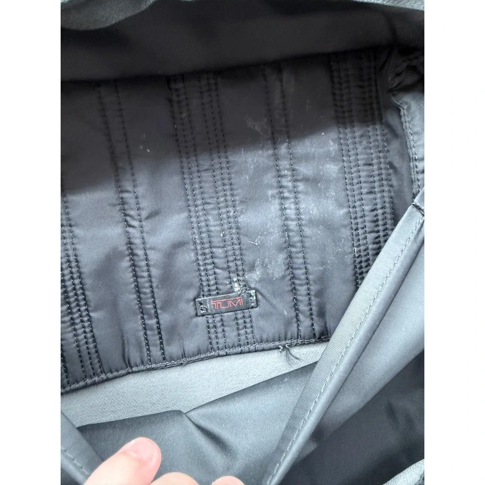 TUMI Harrison Backpack Navy Blue Nylon Black Leather Laptop Travel Business